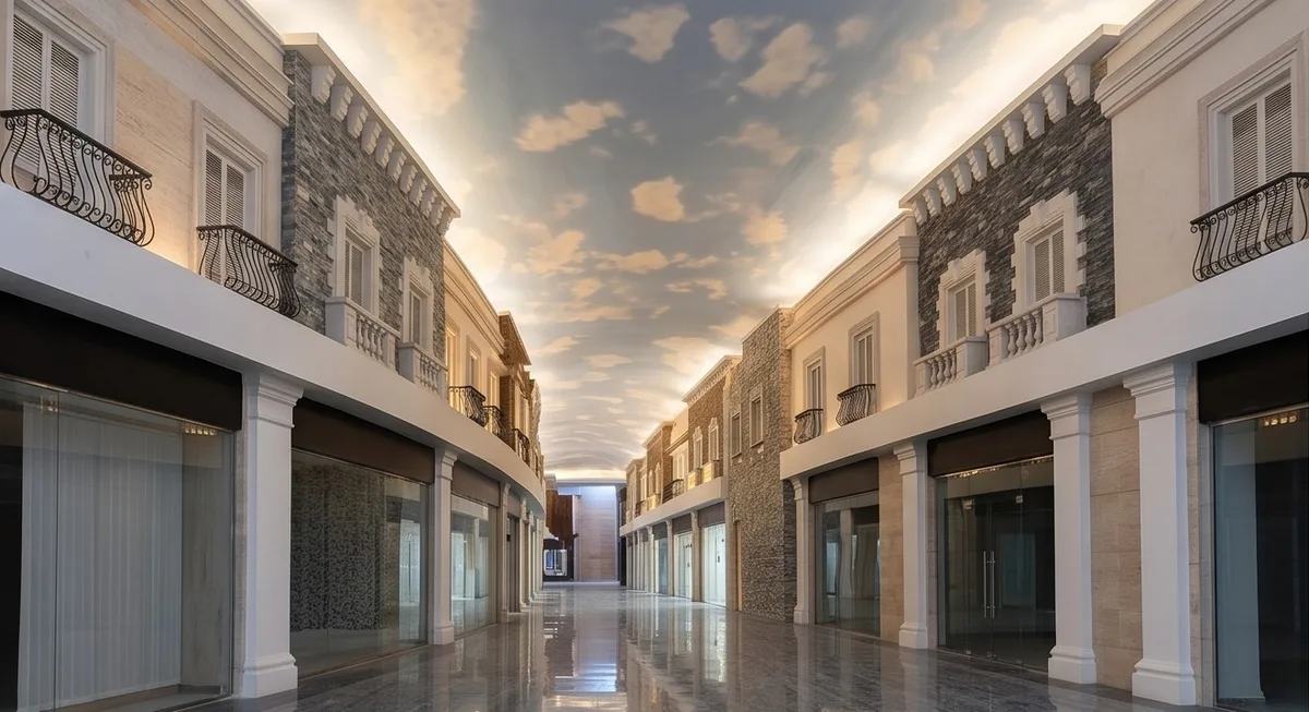 El Masa Mall — Heritage-style facades and interior stonework.