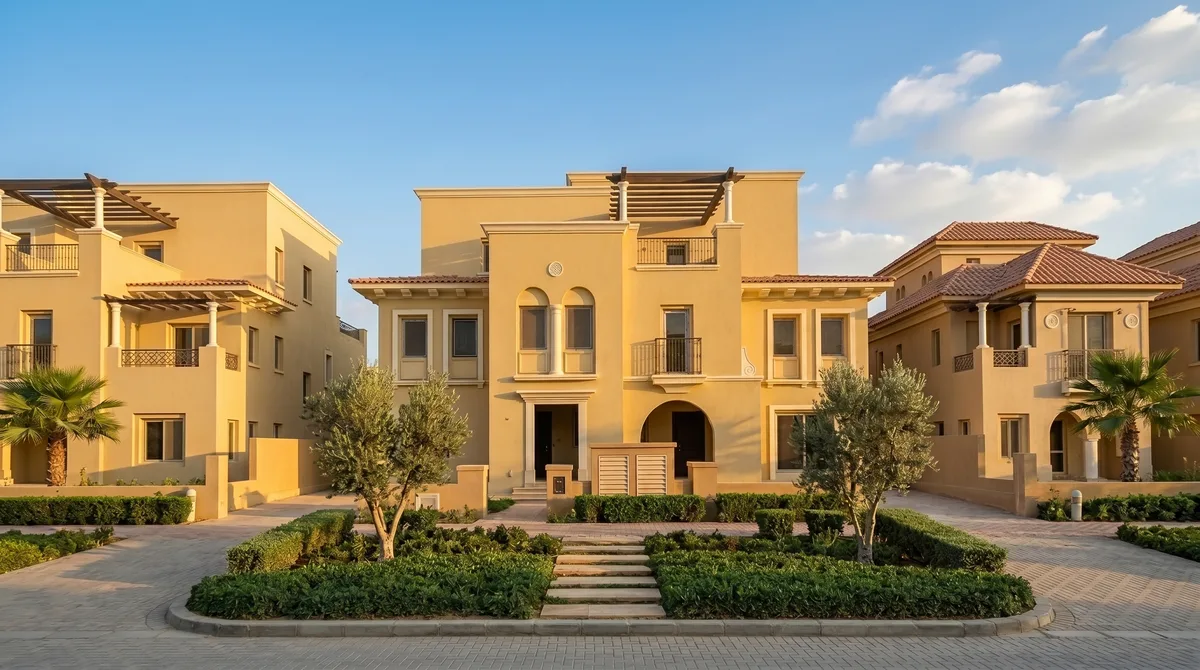 Hyde Park Villas — Villa elevations with framed openings, balconies and cornices.