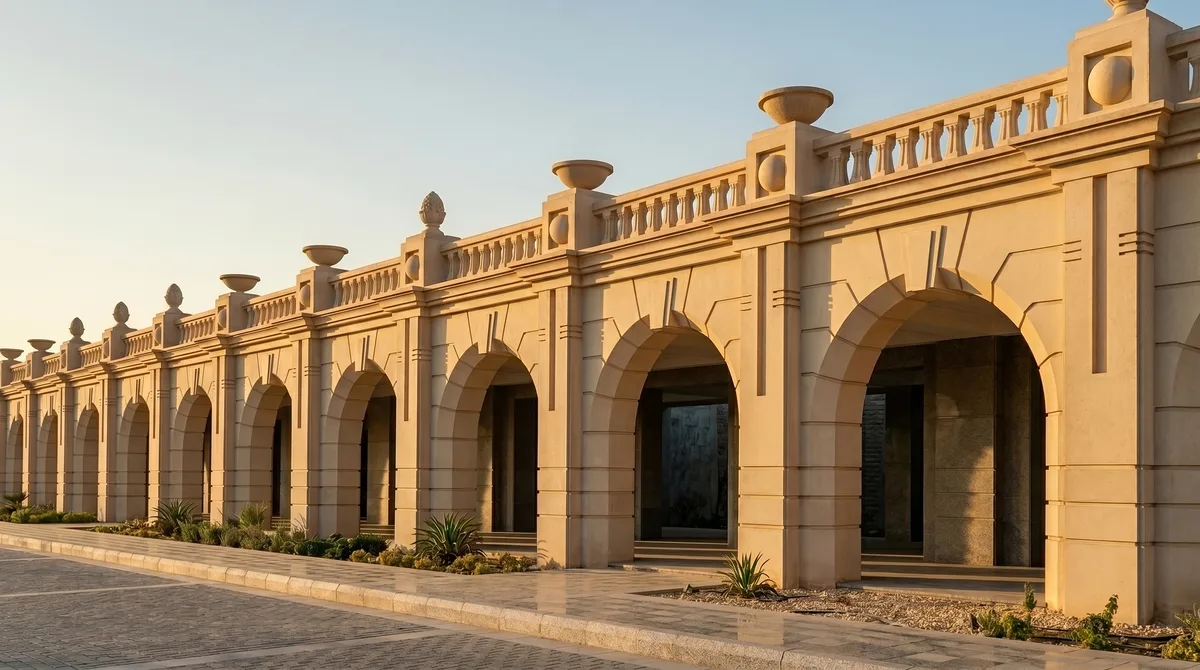 Luxor Corniche — A sequence of arches along the public promenade.